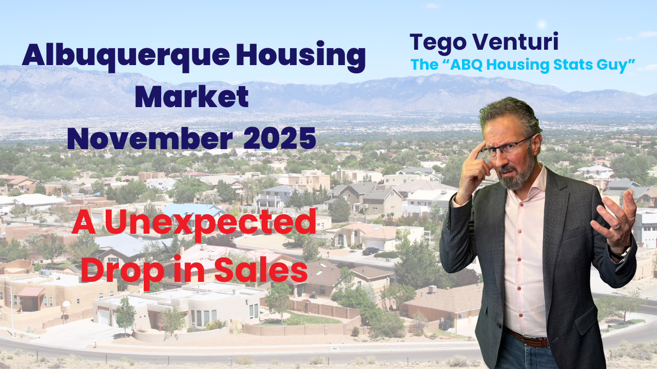 Albuquerque housing market November 2025 update with homes and Sandia Mountains in the background