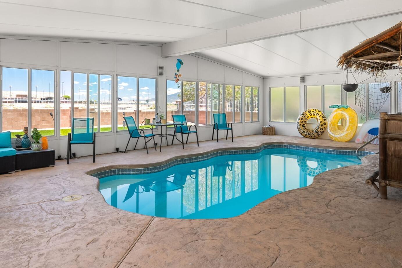 A Rio Rancho Home Built Around an Indoor Pool, Open Space, and Sandia Views