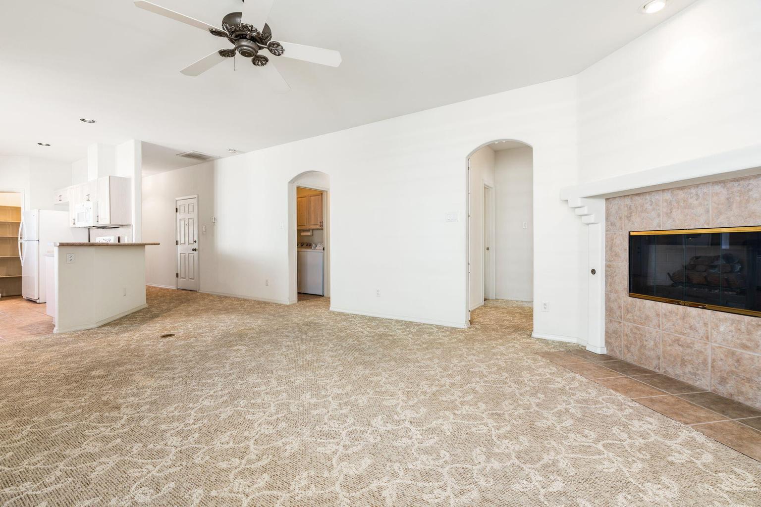 Living room at 6432 Monahiti Place NE in Albuquerque, New Mexico.