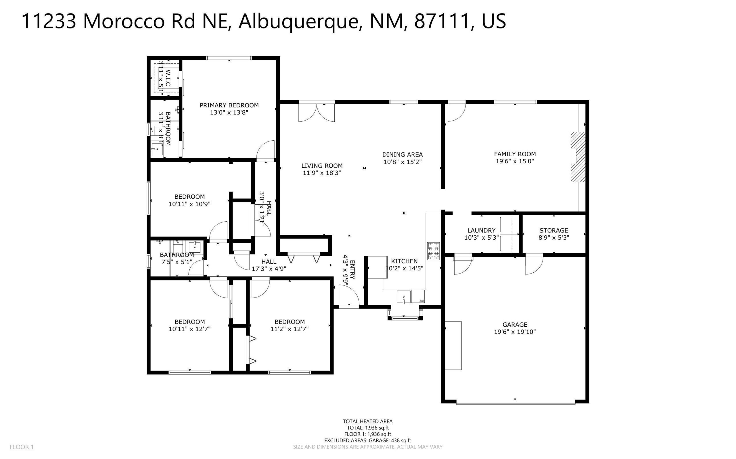 Published floor-plan diagram for 11233 Morocco Road NE