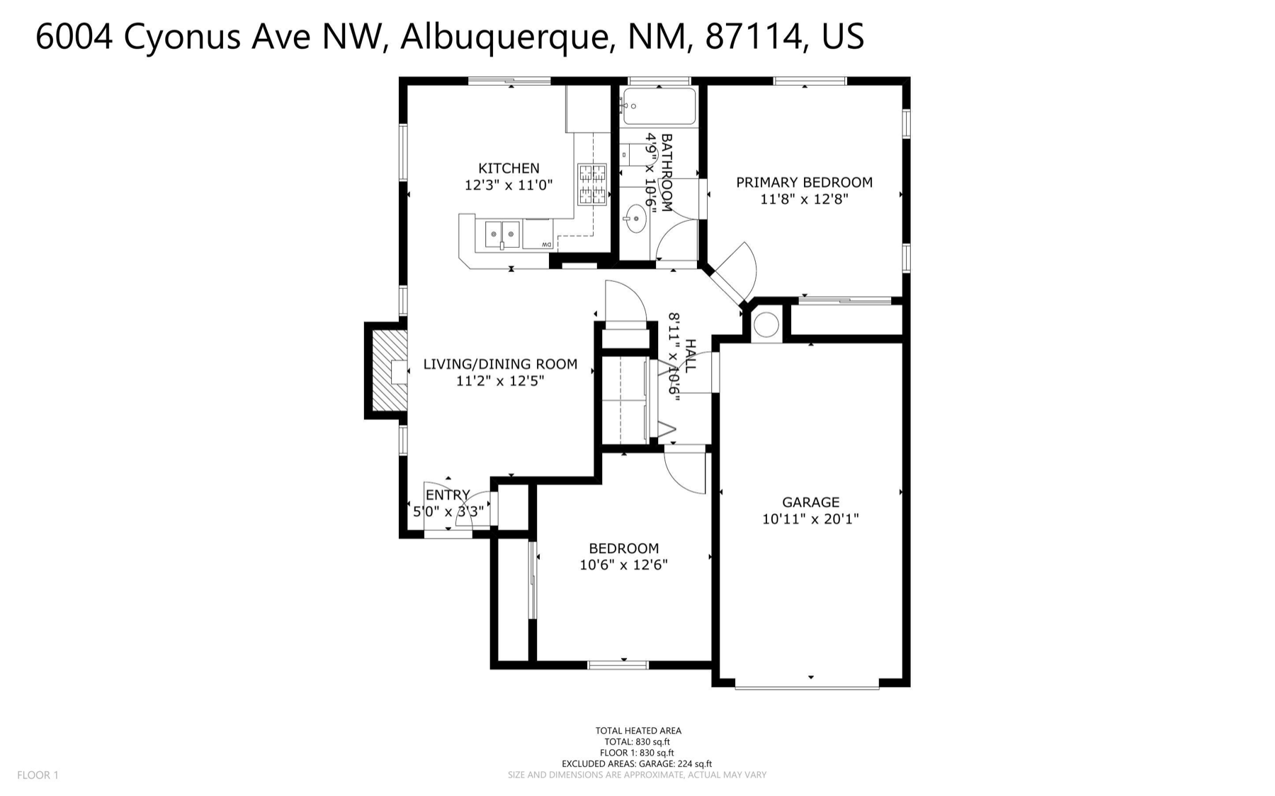 Floor plan for 6004 Cyonus Avenue NW showing the single-level two-bedroom layout