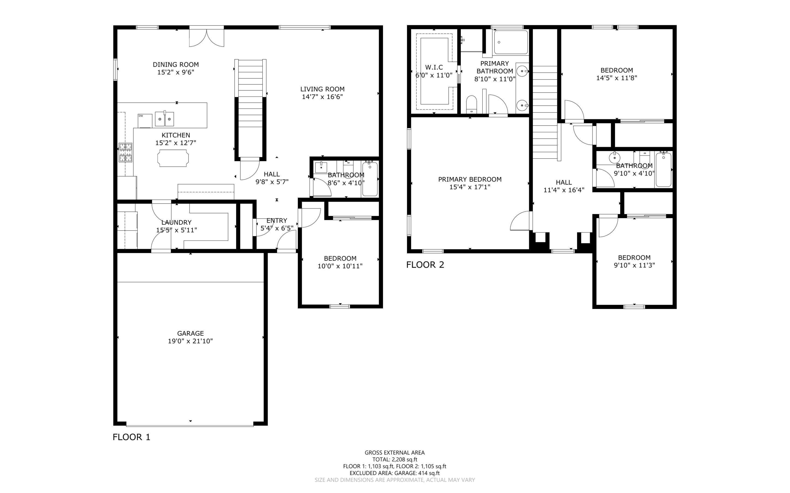 Combined first- and second-floor plan for 10536 Vista Bella Place NW