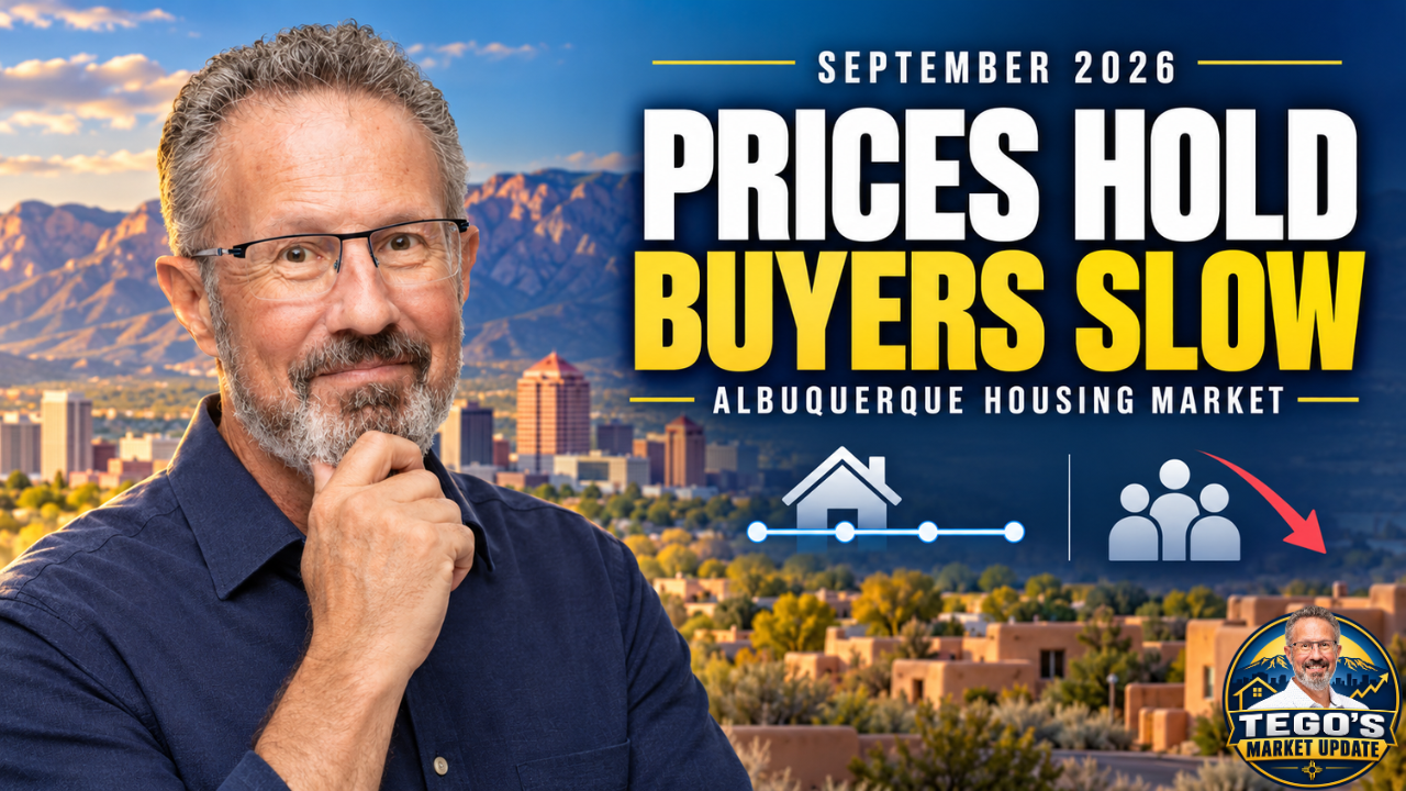 Tego Venturi beside the headline “Prices hold, buyers slow” for the September 2026 Albuquerque housing market update.