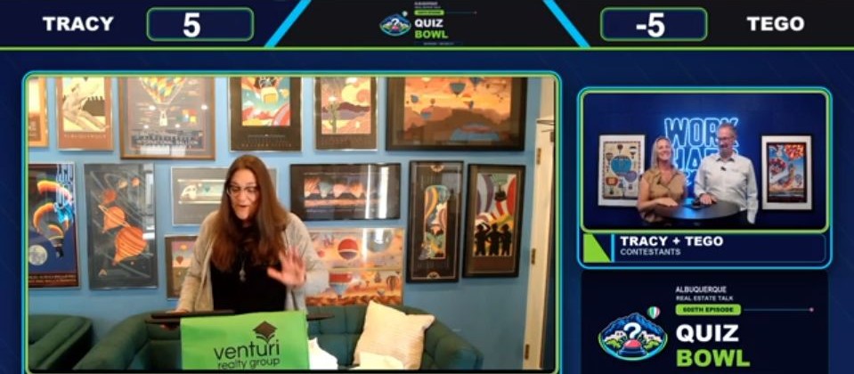 Split-screen episode frame showing Joanna Rushing on the left and Tracy and Tego Venturi on the right.