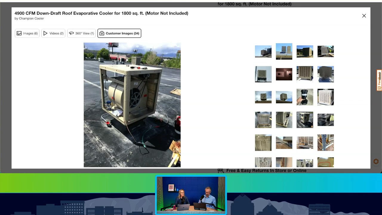 A roof-mounted evaporative cooler shown on screen during the Episode 603 cooling-system discussion