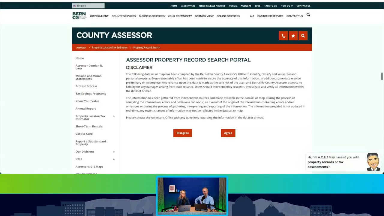 The Bernalillo County Assessor property-record portal displayed during the Episode 603 tax-lightning explanation